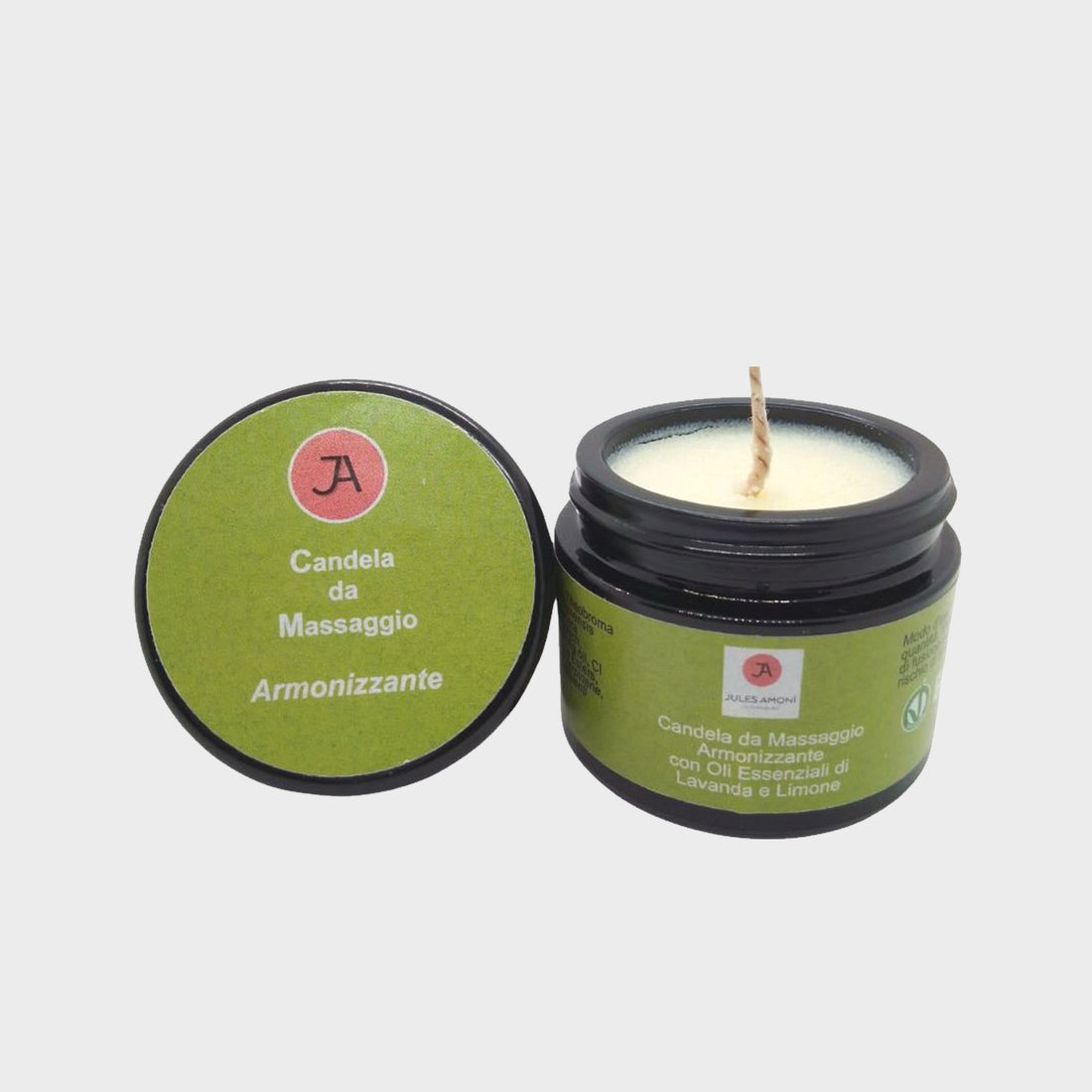 Candela da massaggio "Armonizzante" con oli essenziali di Lavanda e Limone